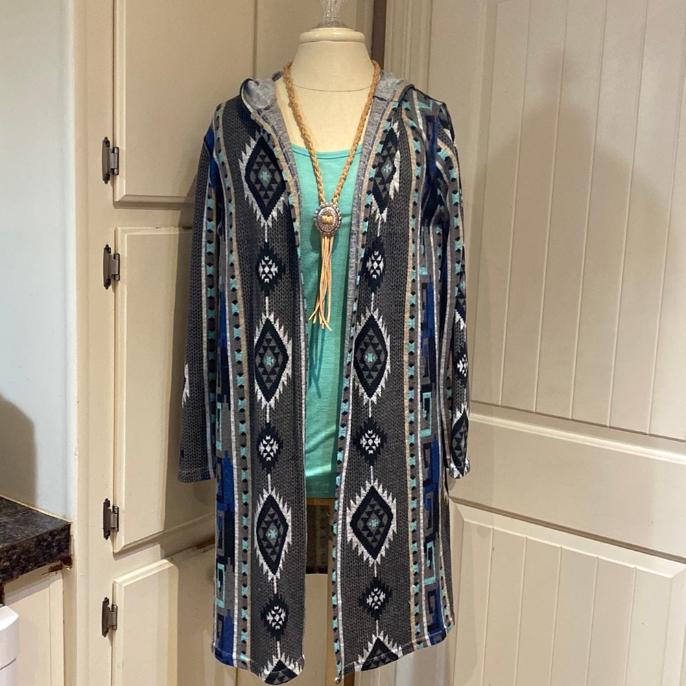 Gray and Mint southwestern cardigan